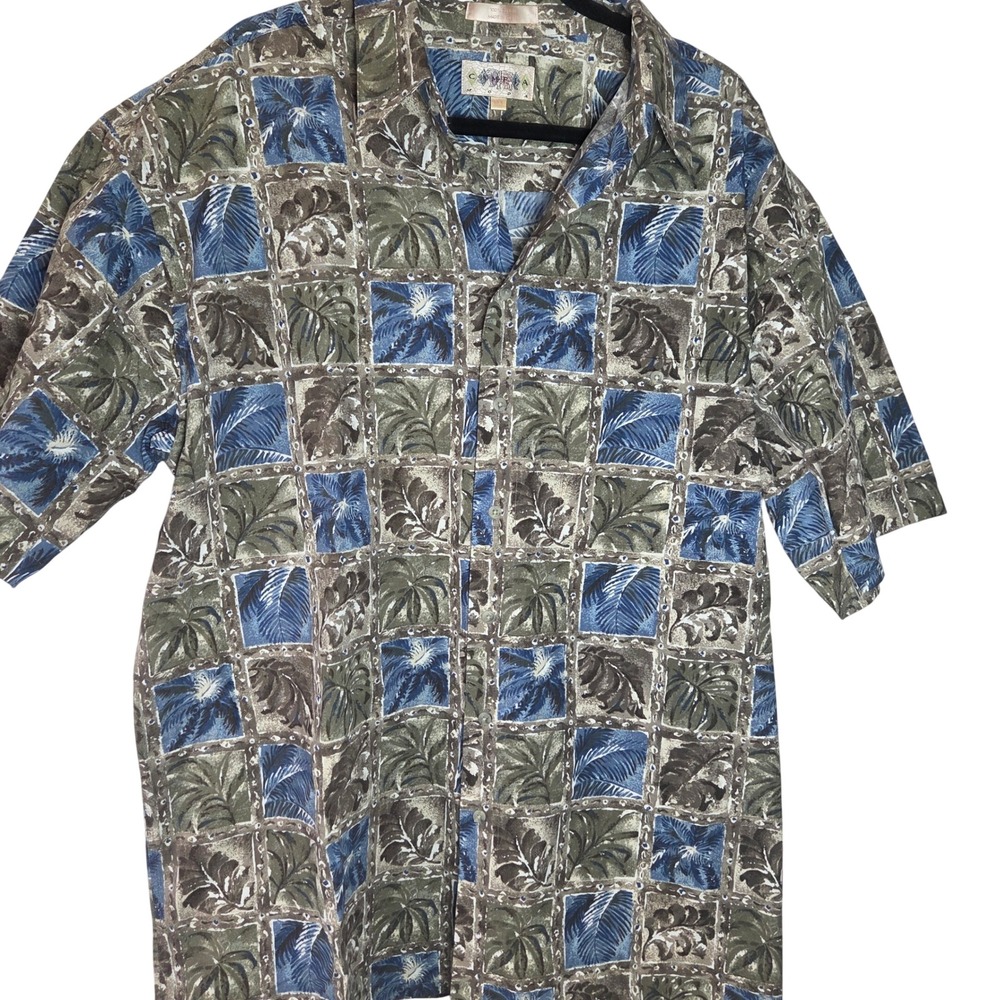 Vintage‎ Campia Moda Hawaiian Shirt Mens XLT Palm Print Cotton Made in Korea
